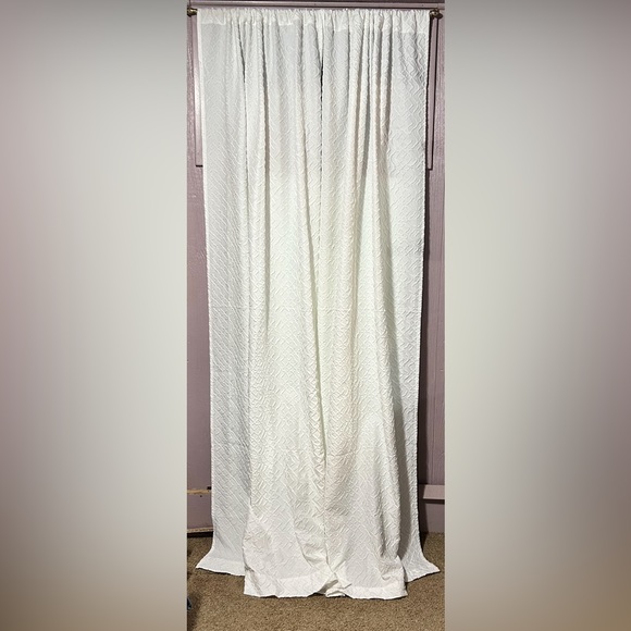 Set of (2)  ~38”x87” Peri Home White Textured Curtain Panels - Picture 1 of 3